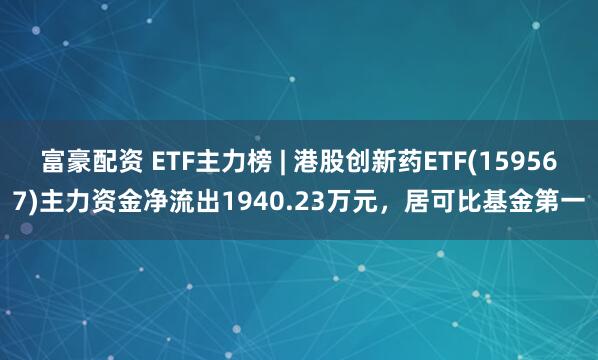 富豪配资 ETF主力榜 | 港股创新药ETF(159567)主力资金净流出1940.23万元，居可比基金第一