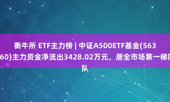 衡牛所 ETF主力榜 | 中证A500ETF基金(563360)主力资金净流出3428.02万元，居全市场第一梯队