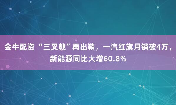 金牛配资 “三叉戟”再出鞘，一汽红旗月销破4万，新能源同比大增60.8%